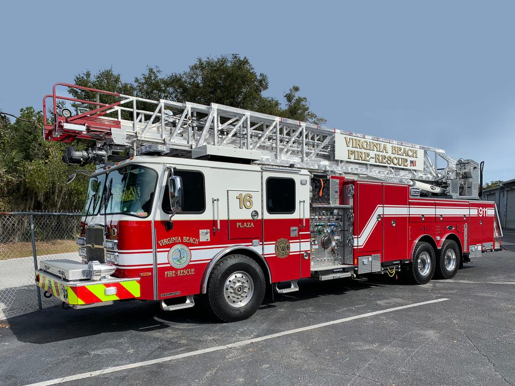 E-One Aerial Fire Truck being delivered to Virginia Beach