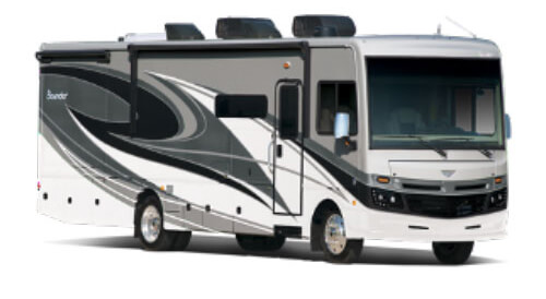 Image of a Holiday Rambler 35th Anniversary RV on a white background