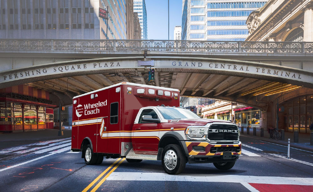 Image of a Wheeled Coach Ambulance by a bridge in Grand Central Terminal-Pershing Square Plaza