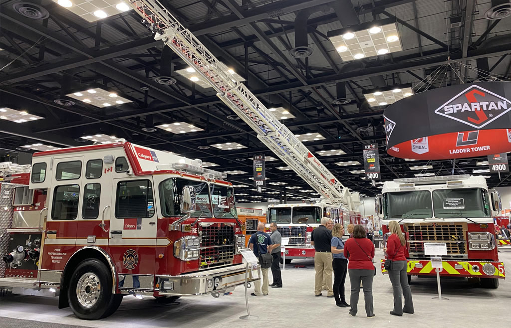 Image of Spartan Fire Trucks inside a conference center at FDIC 2022