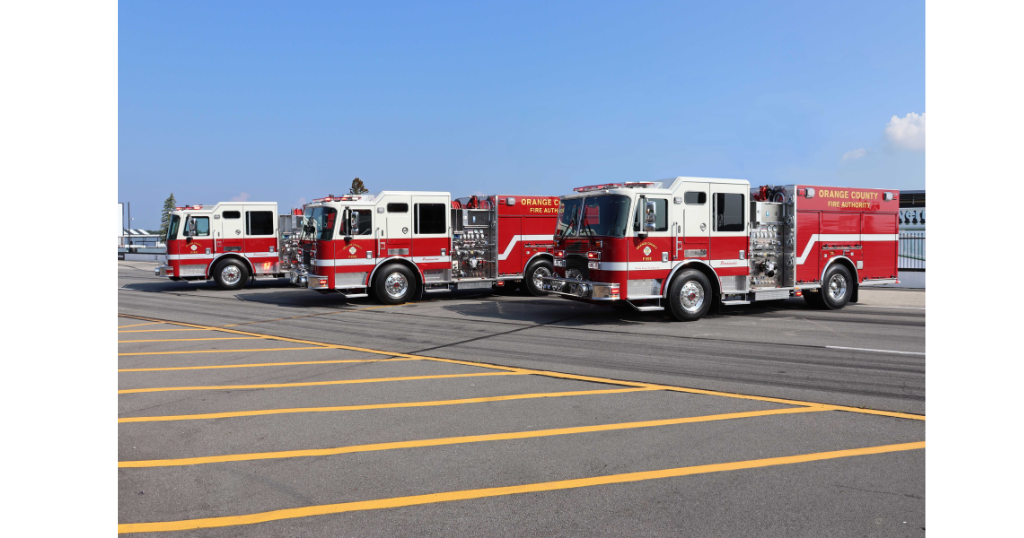 Three fire trucks